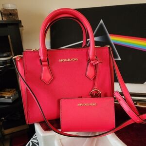 MICHAEL KORS Red Bag and Matching Wallet
